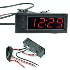 12V 3in1 Vehicle Car Kit Thermometer + Voltmeter + Clock LED Digital Display Red - Picture 1 of 24