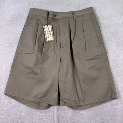 Nuevo con etiquetas Bermudas Thomas Burberry Para Hombres 32 Algodón Tostado Plisado Clásico Deadstock Foto 1 de 4