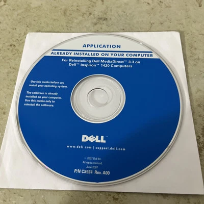 NEW Dell Drivers & Utility CD - Inspiron 1420 Reinstalling Dell MediaDirect 3.3 - Image 1 of 3