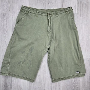 Vintage prAna Shorts Men XL Green Long Distressed Strains 90s - Picture 1 of 10