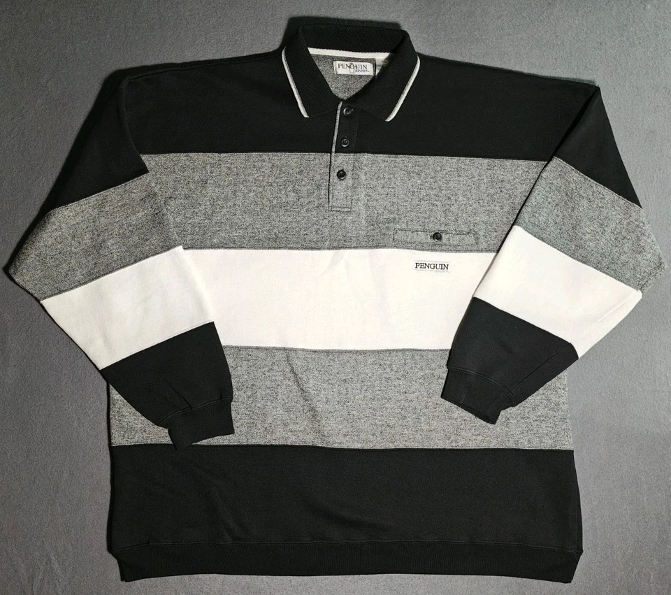 Sudadera deportiva vintage Penguin con cuello 1/4 botón para hombre XXLarge mezcla de algodón Foto 1 de 4