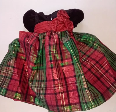 CHRISTMAS BONNIE BABY DRESS 6-9 MO RED GREEN GOLD BLK TAFFETA VELVET MINT COND - Image 1 of 4
