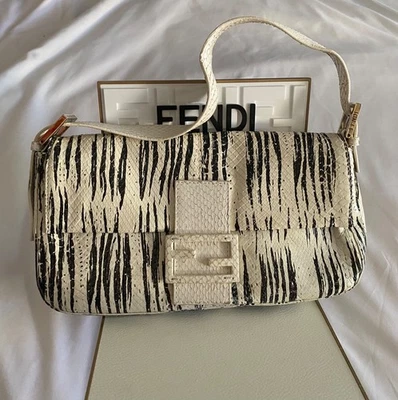 Fendi Vintage Patterned Snakeskin Baguette Shoulder Bag - Image 1 of 4