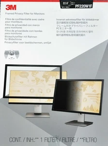 3M PF220W1F Framed Privacy Filter for 22" Widescreen Monitor 16:10 - Picture 1 of 9