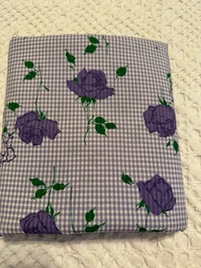 3 3/4 YDS VINTAGE LILA GINGHAM UND ROSE STOFF - Bild 1 von 7