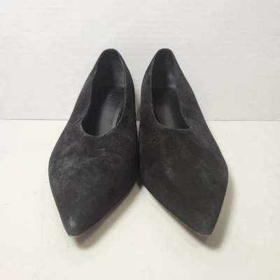 Vince Rafe Black Suede Pumps Women's 8.5M Pointed Toe Slip-On Block Heel Italy - Image 1 of 4