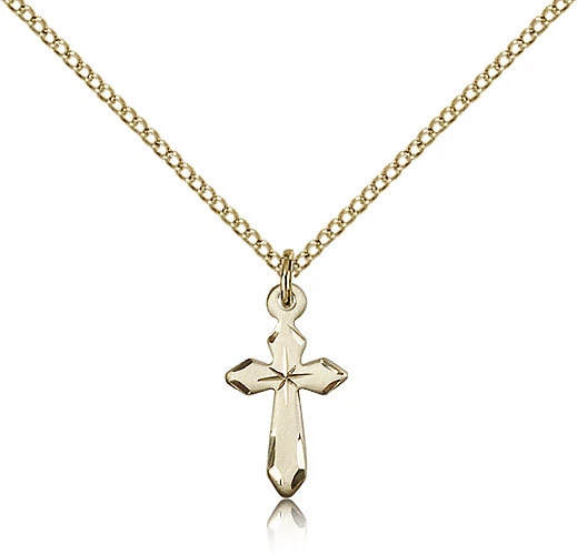 Small Gold Filled Cross Necklace For Petite Women Girls On 18 Chain 5/8 x 3/8 - Imagem 1 de 1