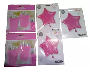 NEW Birthday party set 3 pink foil balloons & 2 packs of treat bags - Picture 1 of 1