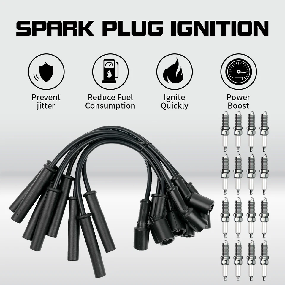 8 Spark Plug +16 Wire for 4.7 Dodge Ram 1500 Dakota Jeep Chrysler Aspen 671-8170 Foto 1 de 4
