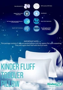 Kinder Fluff Award Winning TODDLER Pillow w/300T Cotton & Down Alternative Fill - Picture 1 of 3