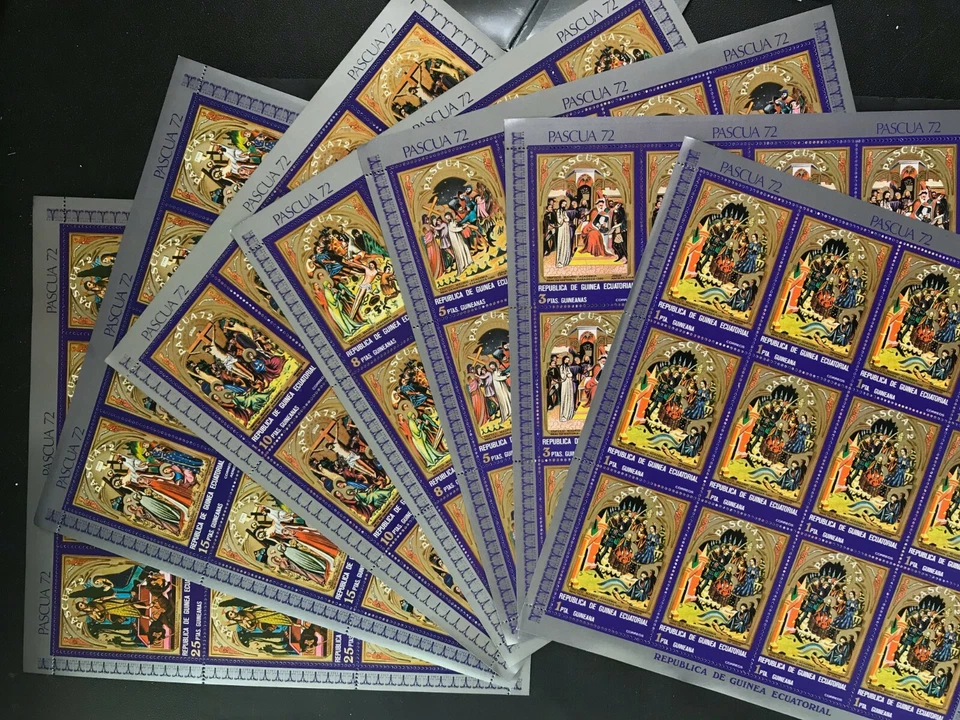 Pinturas españolas de Pascua Guinea Ecuatorial #Mi46-Mi52 MNH M/S Foto 1 de 1