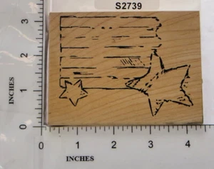 Great Impressions Large Wood Block Stamp Stars Stripes USA July Fourth Flag H105 - Picture 1 of 3