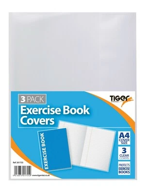 Tiger  A4 Clear Exercise Book Covers - 3 Pack - Image 1 of 4