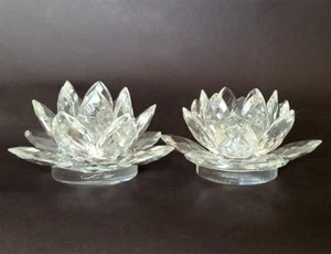 2er SET KRISTALL LOTUS BLUME KERZENHALTER HANDGEFERTIGT Größe 5 3/8" von SORELLE - Bild 1 von 11