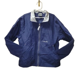 Nike Youth/Kids Medium Windbreaker Jacket Full Zip Front Collar Navy Silver - Picture 1 of 11
