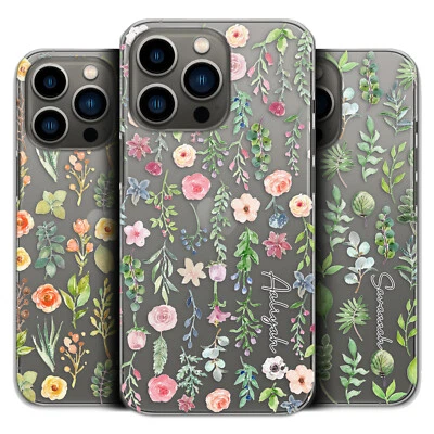 Funda de teléfono inicial personalizada para MotorolaG/E/HTC rosa flor cubierta rígida transparente Foto 1 de 4
