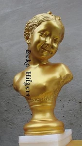 Büste Kind Kopf Figur Frau Stuckgips Skulptur Säule Statue Blattgold Effect 2025 - Bild 1 von 7