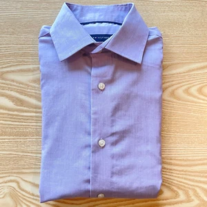 Camicia Tommy Hilfiger slim fit uomo piccola viola 20" stile pit-to-pit colletto 14,5" - Foto 1 di 11