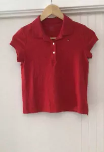GIRLS TOMMY HILFIGER RED POLO TEE SIZE 12 - Picture 1 of 5