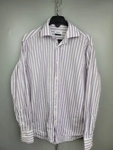 Versace Collection White Purple Striped Cotton Shirt Mens Size 39 / 15.5 - Picture 1 of 5