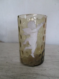 Vintage Mary Gregory 4" Drinking Glass, Amber, Hand Painted - Picture 1 of 4