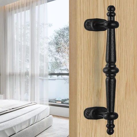 Barn Door Pull Handle, 9" Heavy Solid Cast Iron Gate Handle, Rustic Door Cover