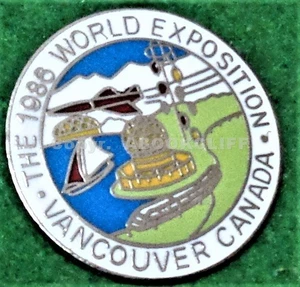 EXPO 86 SCENE WITH Dome Vancouver BC CANADA Pin - Picture 1 of 4