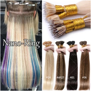 200S THICK Nano Ring 100% Remy Human Hair Extensions Microtube Loop Beads Ombre - Picture 1 of 28