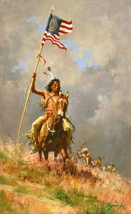 Howard Terpning CAMBIO DI COMANDO Giclée Cnvs Nativi Americani Guerra Civile #25/150 - Foto 1 di 1