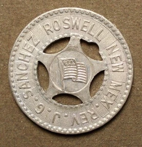 ID-Tag: Roswell, New Mex., Rev. J.G. Sanchez (U.S. Flagge) Viel Glück (Hufeisen - Bild 1 von 2