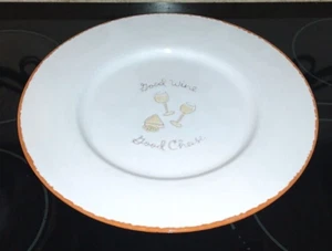 Hallmark GOOD WINE GOOD CHEESE WHITE Platter 14'' CHOP PLATE RED EARTHENWARE   - Picture 1 of 7