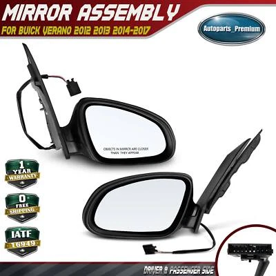 2 черных зеркала с электроприводом для водителя и пассажира для Buick Verano 2012 2013-2017 - Изображение 1 из 4