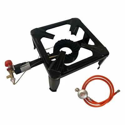 BBQ Gaskocher Hockerkocher Wok Campingkocher inkl Schlauch 47x30cm Wokbrenner  - Bild 1 von 4