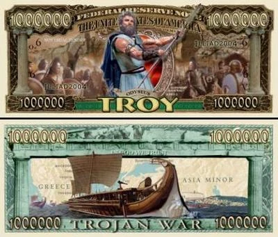 Troy ~ The Trojan War Million Dollar Bill Funny Money Novelty Note + FREE SLEEVE