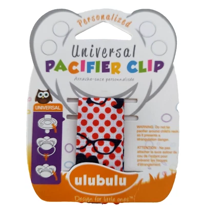 Ulubulu Universal Pacifier Clip Red Polka Dot Mustache/Glasses Binky Clip Baby - Image 1 of 4