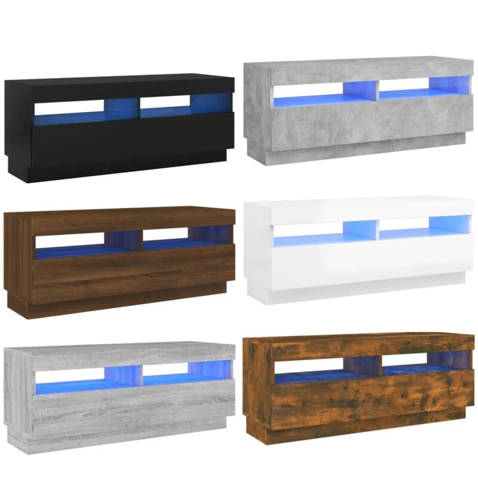 Mueble TV Soporte con Luces LED Medios Entretenimiento Televisión Unidad de Madera Foto 1 de 1