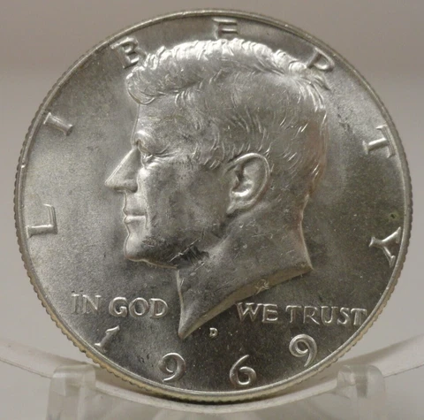 1969 D United States John Kennedy 40% silver half dollar, #70175 Cover