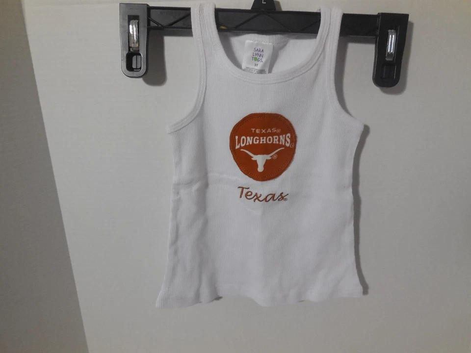 New Youth Girls Texas Longhorns Tank Sz 3T Sara Lynn Togs NCAA White Logo - Image 1 of 1