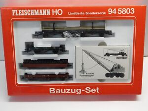 HO Scale FLEISCHMANN 94 5803 Bauzug Set DB (5) Maintenance Flat Car Trains RARE
