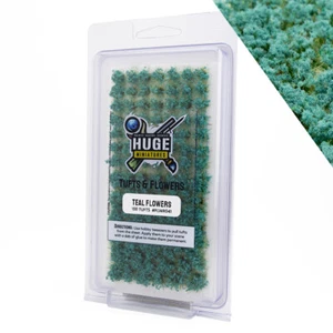 Huge Miniatures Flower Tufts, Teal Huge Minis – 100 Self-Adhesive Grass Tufts - Picture 1 of 5