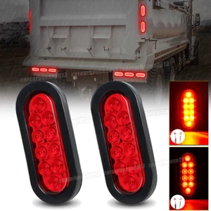Remolque para camión rojo ovalado 2 piezas 6" 24 LED luces selladas/freno trasero freno/ojal - Imagen 1 de 11