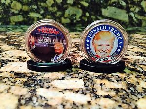 (2) Donald Trump Pour Président 2016 Colorisé Jfk Kennedy Demi Dollar 2 Coin Lot