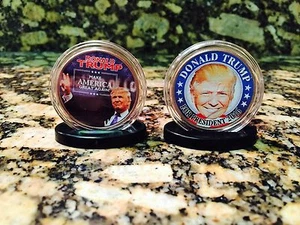 (2) Donald Trump Pour Président 2016 Colorisé Jfk Kennedy Demi Dollar 2 Coin Lot - Picture 1 of 4