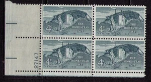 US USA Sc# 1198 MNH FVF PLATE # BLOCK Homestead Act Sod Hut Settlers - Picture 1 of 1