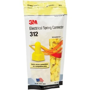 3M Medium Yellow 22AWG to 8AWG Wing Wire Connector (100-Pack) SG-Y POUCH 3M SG-Y - Picture 1 of 1