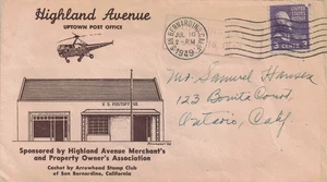1949 San Bernadino, CA Cover w Upland PO Opening Day Cachet & Open House Ticket - Picture 1 of 2