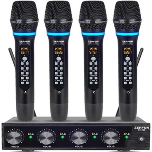 4 Kanal Wiederaufladbares Drahtloses Mikrofonsystem, Pro UHF Metall Handkabel... - Bild 1 von 9