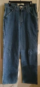 Old Navy Jeans Mens 32x34 Medium Wash Cotton Painters Carpenter Baggy - Picture 1 of 4