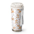 18oz Cute Corgi Coffee Mug Travel Cups with Lid and Flip Straw, Dog Stainless...