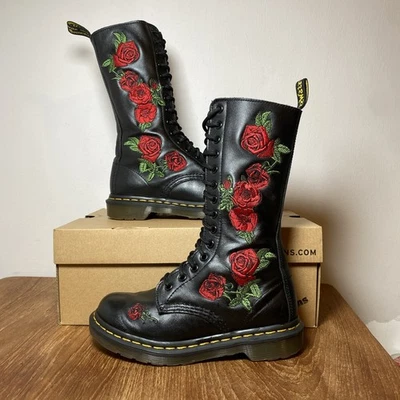 Dr Martens DM’s Vonda Embroidered Rose 1914 Soft Leather Boots UK 3 EU 36 V Good - Image 1 of 4